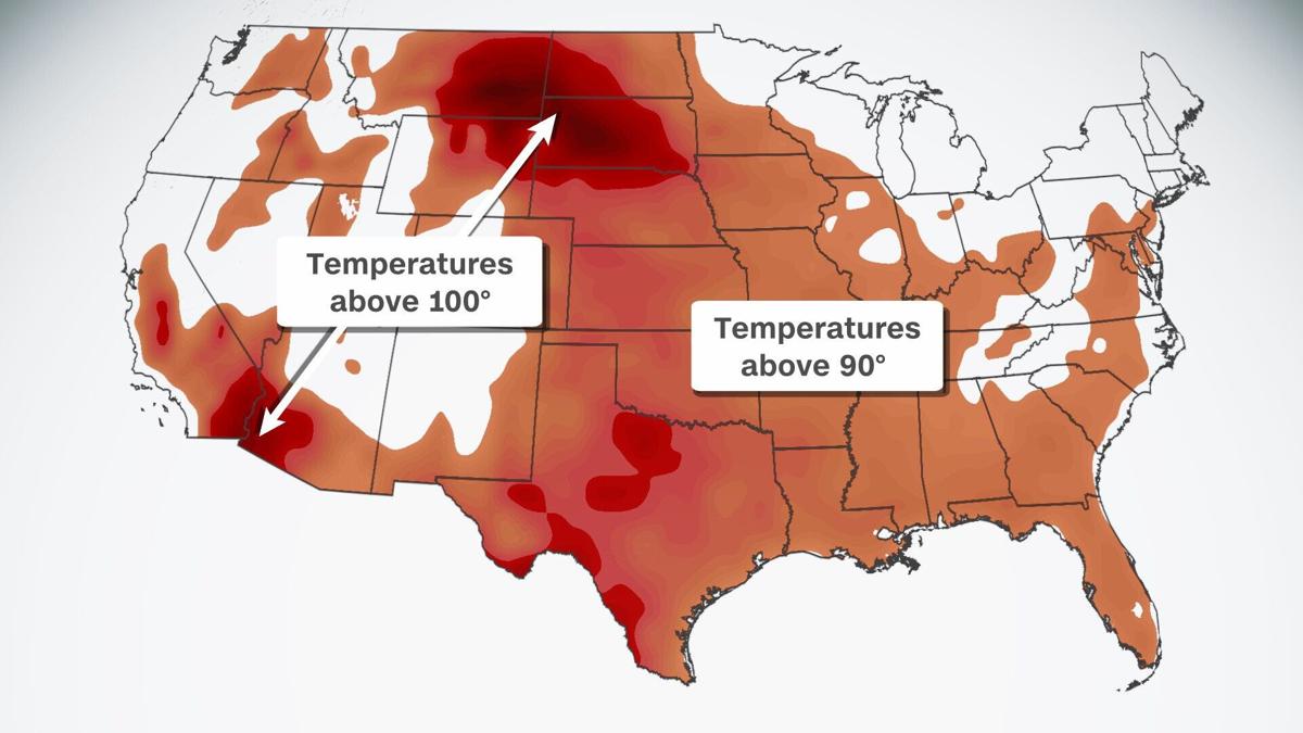 You are currently viewing Heat wave bringing triple-digit temperatures from the Pacific to the Gulf Coast this week