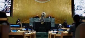 Read more about the article In breach of diplomatic protocol; ‘don’t choose extinction’ dinosaur urges world leaders