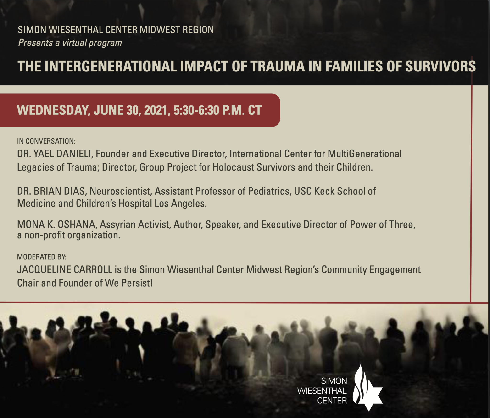 You are currently viewing SIMON WIESENTHAL CENTER MIDWEST REGION Presents a virtual program: THE INTERGENERATIONAL IMPACT OF TRAUMA IN FAMILIES OF SURVIVORS