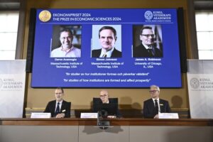 Read more about the article Nobel economics prize goes to 3 economists who found that freer societies are more likely to prosper