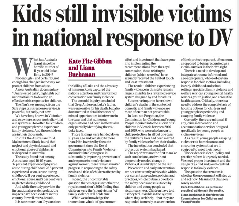 You are currently viewing Children still invisible victims in national response to domestic and family violence