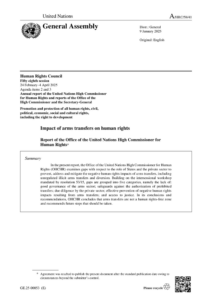 Read more about the article Today, the High Commissioner has published his latest report on ‘The impact of arms transfers on human rights’