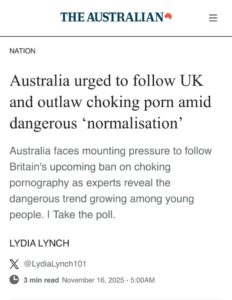 Read more about the article The UK has recently committed to a ban on the depiction of strangulation or suffocation in pornography – I’m pleased to be part of calls for further reforms in Australia today.